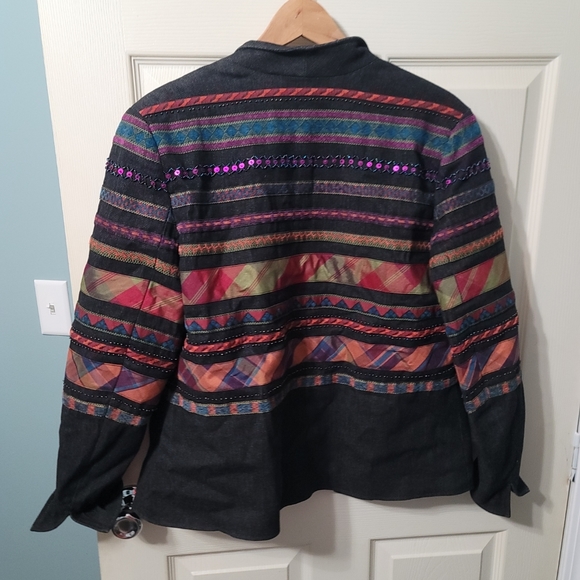 Coldwater Creek Denim Beaded Deco Open-Face Jacket Women's 14 EUC‎ - Picture 4 of 11
